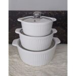 3pcs set ceramic serving dishes with glass cover