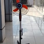 MIKA Stand Fan, 16", Black & orange