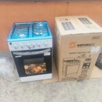 White Sayona 3gas+1 electric plate standing cooker with gas oven