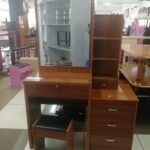 Brown dressing table with sliding mirror