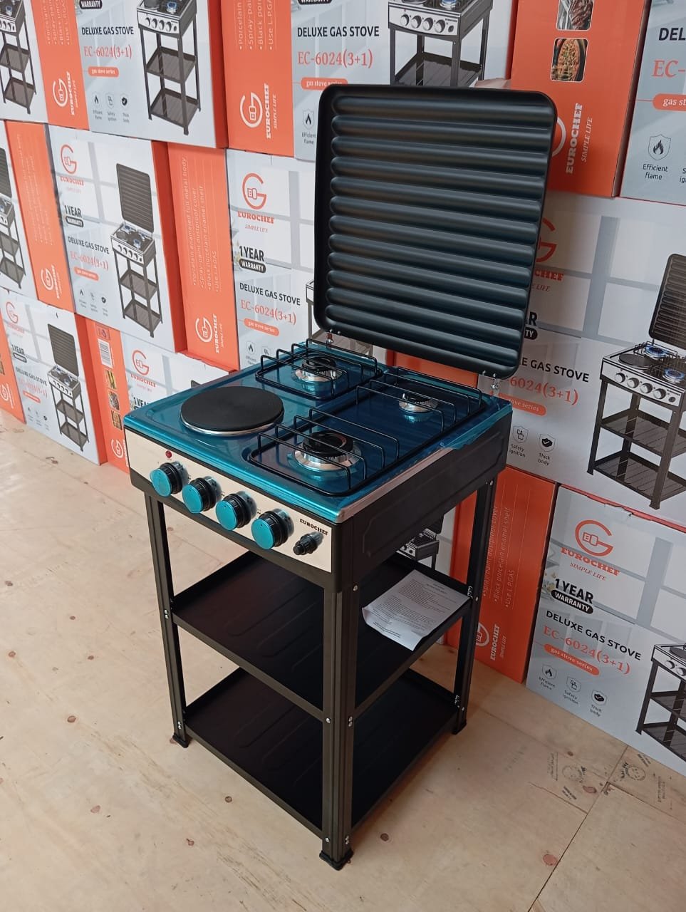 1000675947.jpg Eurochef 3 gas +1 electric standing cooker with shelves - Image 1