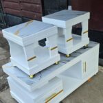 COFFEE TABLE  With Glass/Marble Topping With 2 Stools