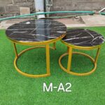 Black Nesting Coffee Table Marble Effect (MDF)
